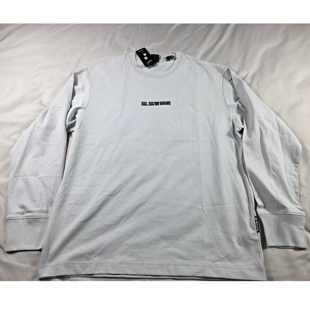 G-Star Raw Long Sleeve T-Shirt Mens Medium Grey Oversized Graphic NEW